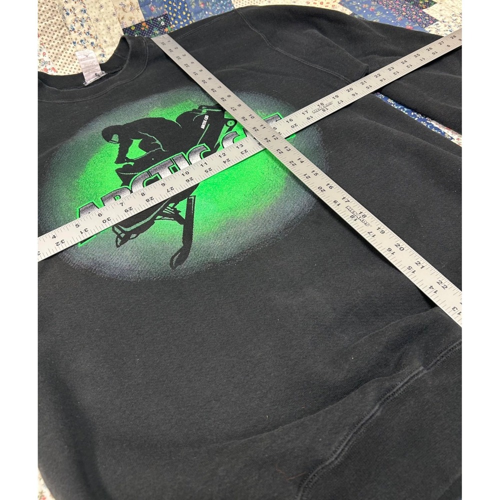 Vintage 90's Arctic Cat black neon green pullover Retro Snowmobile Graphic - Picture 6 of 10